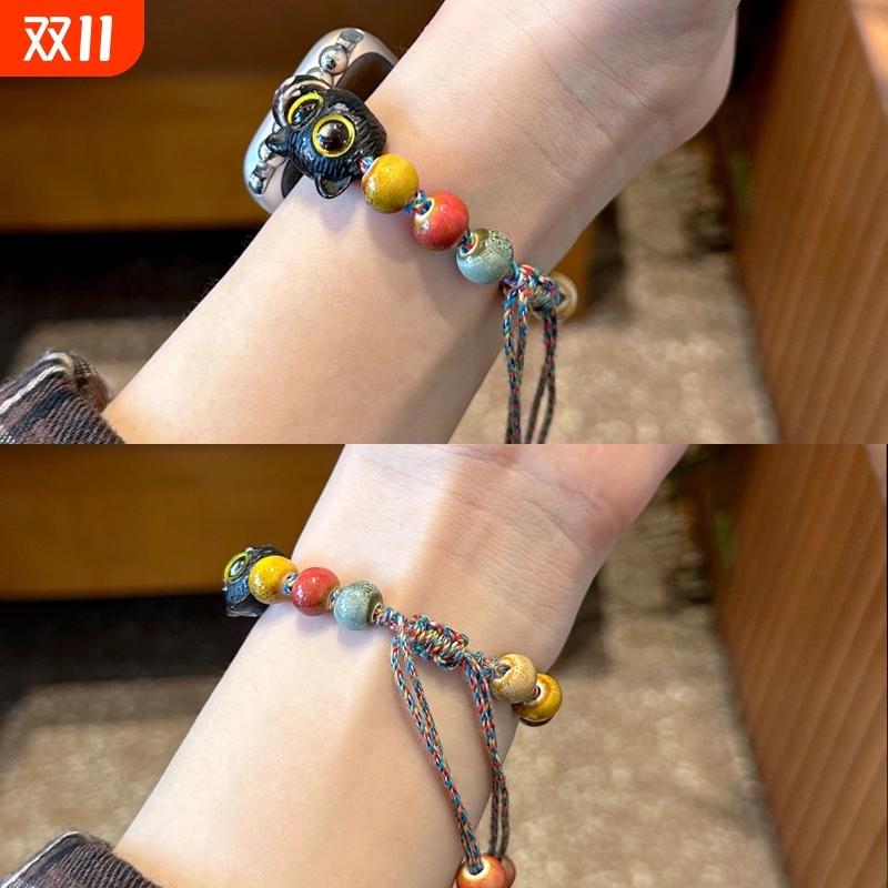 【小猫串珠】适用于华为FIT4/4pro表带智能手表watchfit3小狗替换带新款watch2腕表夏天编绳可爱表链女生腕带