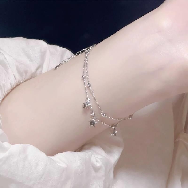 【幂琳】925银简约女生高级y手链满天星轻奢小众精致双层感手饰2