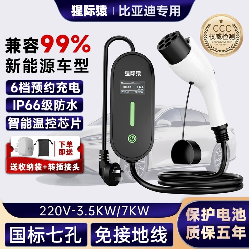 公牛款充电枪3.5kw秦plusdmi海鸥海豚驱逐舰05唐便携式随车充7kw