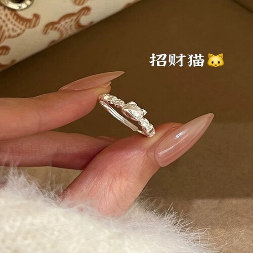 s999银戒指女猫咪送女友生日礼物