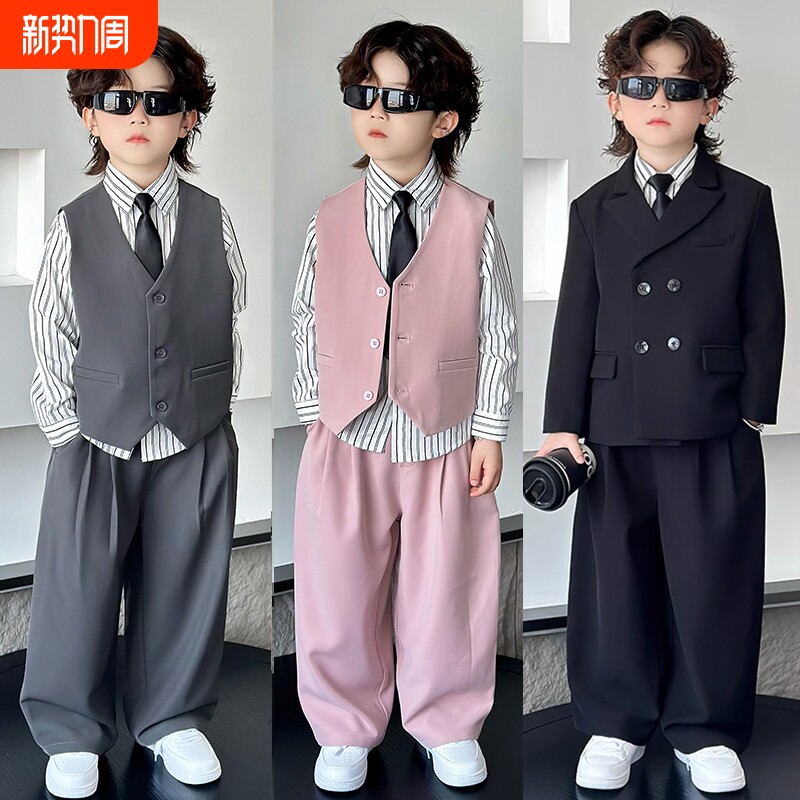 六一儿童节小主持人演出服男童西装套装英伦幼儿园男孩毕业班服夏