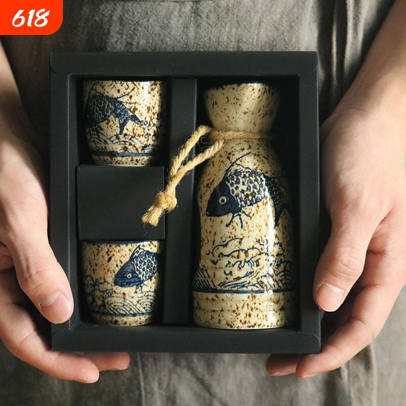 酒具黄酒烧烈酒白酒陶瓷创意酒杯日式套装酒壶礼盒装清酒仿古日本