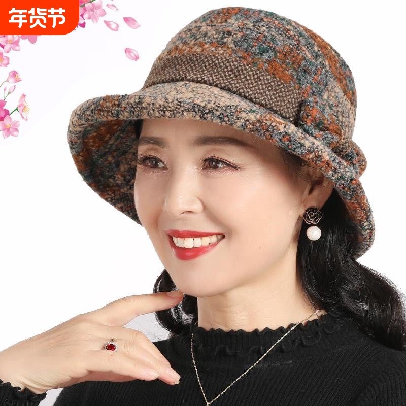 秋冬季妈妈礼帽加厚奶奶盆帽中老年人帽子女士老人春秋休闲渔夫帽