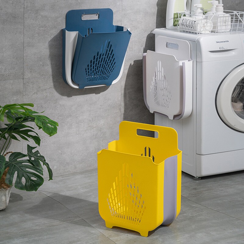可折叠脏衣篮家用浴室免打孔壁挂式脏衣篓卫生间置地挂墙收纳筐