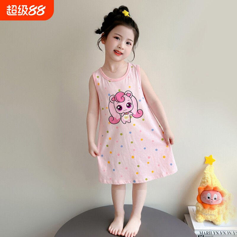 莫代尔儿童睡裙睡衣女童2026夏季薄款无袖背心裙吊带家居服萌可