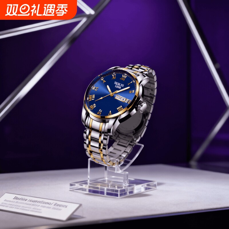 全自动男表手表男款机械风全自动防水数字双日历防水腕表男高级感