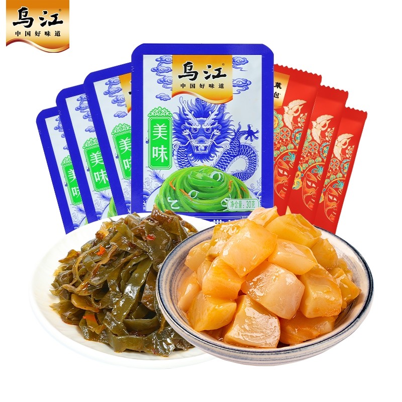 乌江美味海带丝30g*4袋+脆口榨菜芯22g*3袋下饭菜咸菜小规