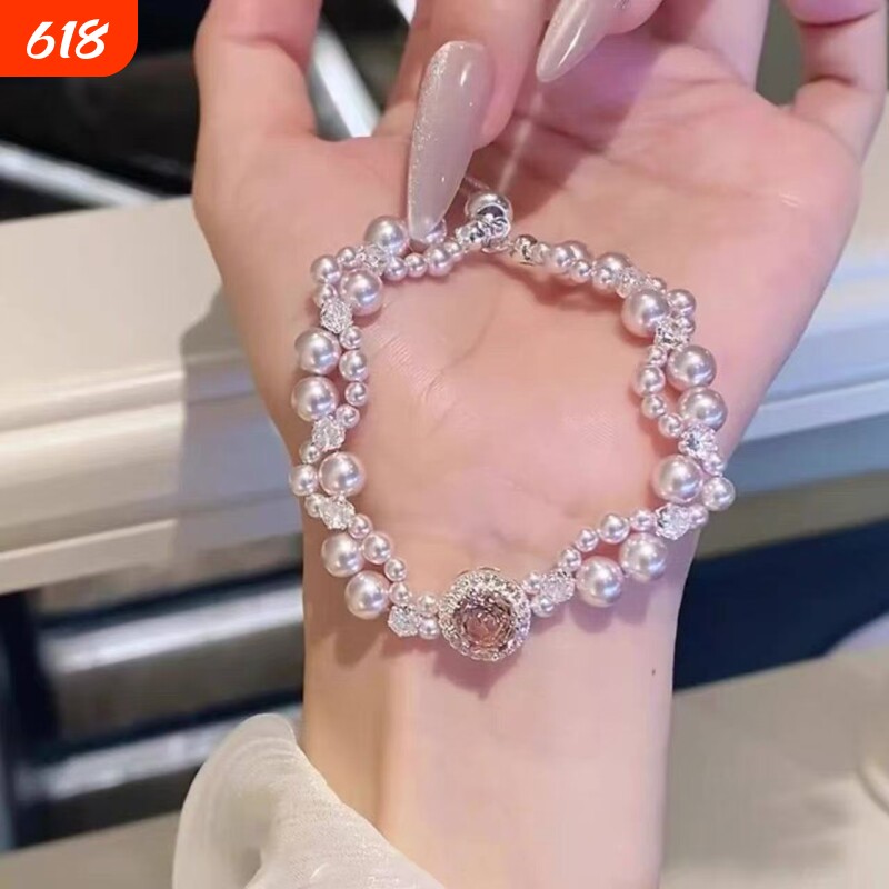握春波软法式爆闪仿珍珠精致手链女甜美时尚气质高颜值手饰品锆石