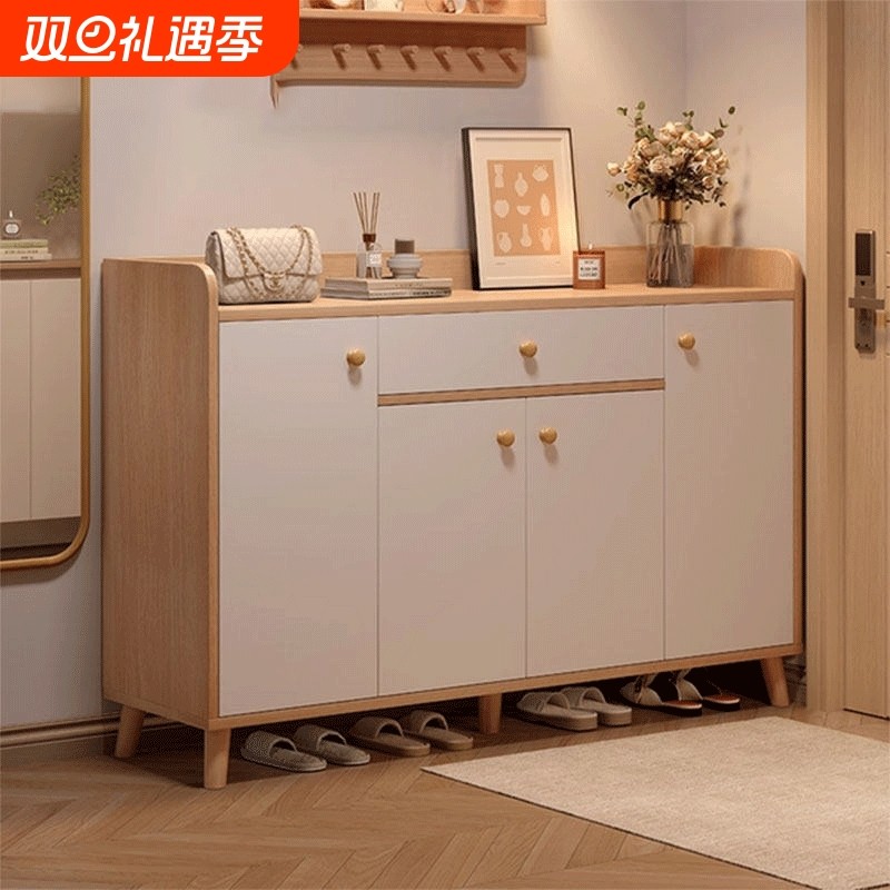 实木鞋柜家用门口入户门2026新款玄关储物收纳柜一体靠墙楼道鞋架