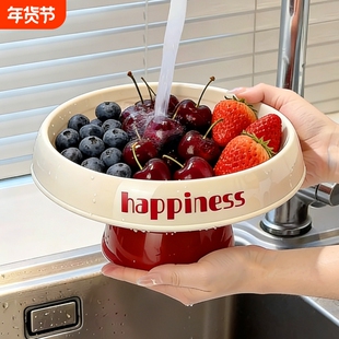 果盘客厅茶几家用2025高颜值水果盘碗精致糖果盘零食摆放盘沥水