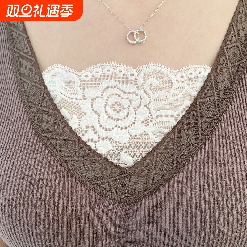 假领子百搭女假领防走光抹胸蕾丝裹胸低领遮胸挡薄款潮白色黑色