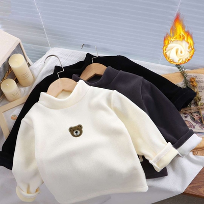 2025儿童打底衫秋冬季新款加绒百搭上衣男童女童加厚卫衣长袖AA69