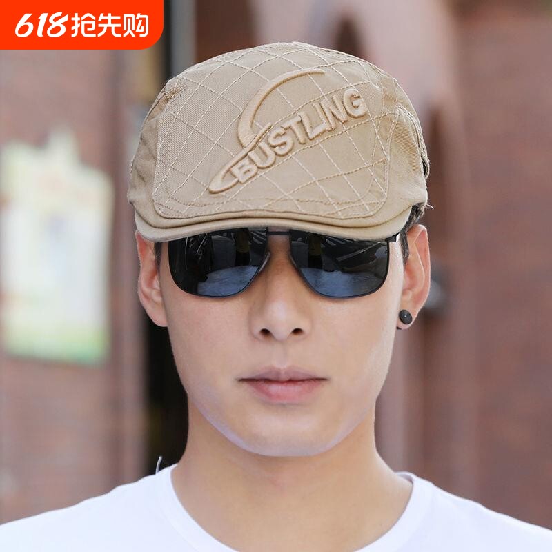 新款帽子男韩版前进帽潮贝雷帽男士鸭舌帽户外遮阳帽防晒画家帽子