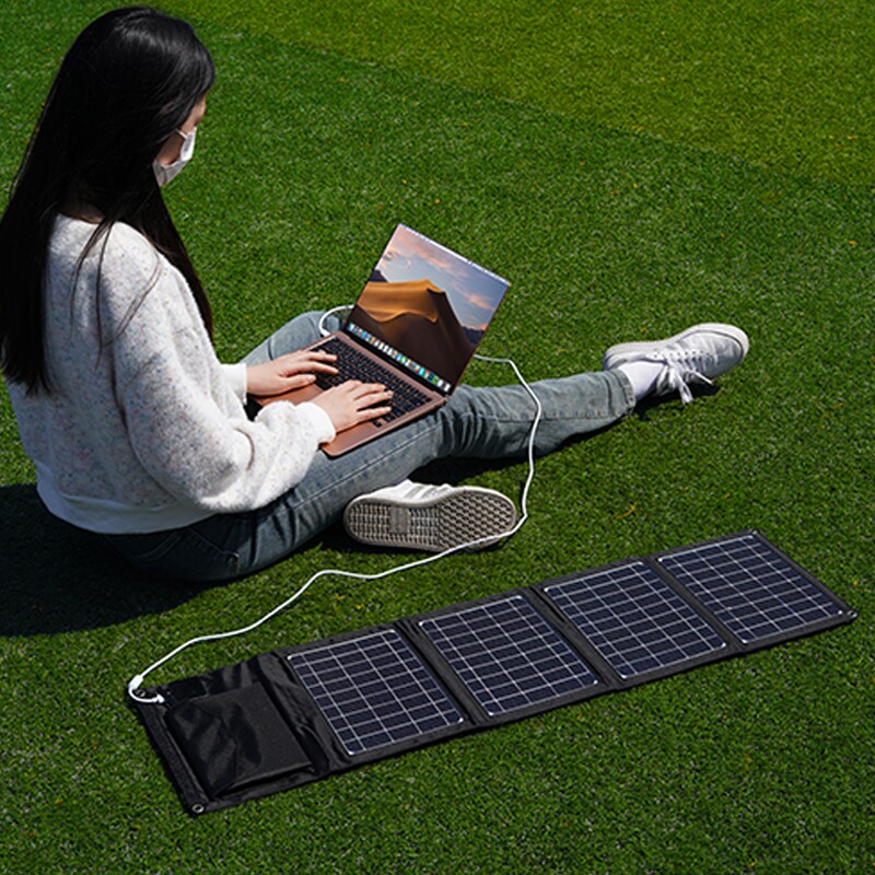 户外移动电源太阳能充电板12v车载蓄电池快充电宝便携折叠发电器