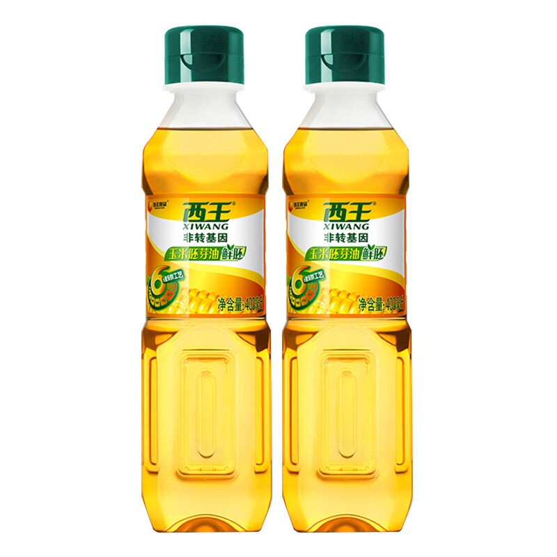 西王鲜胚玉米胚芽油400ML*2小瓶装非转基因压榨家用烘焙优质黄金