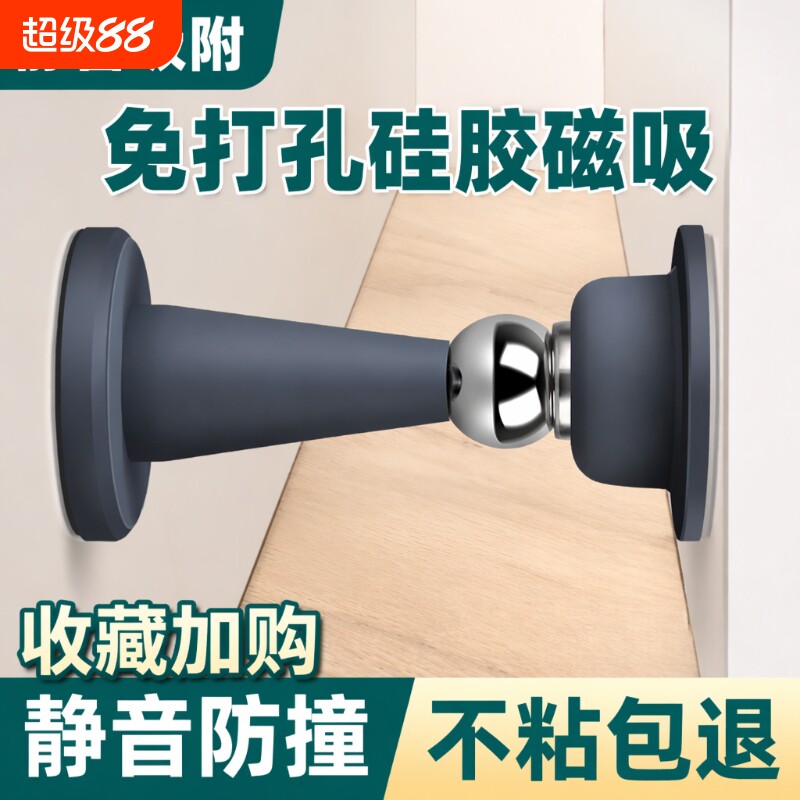 门吸免打孔新款门挡器防撞硅胶卫生间门阻器门碰地吸磁吸强磁磁铁图片