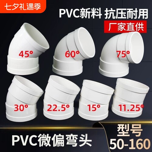 PVC微偏弯头偏置小角度1530度