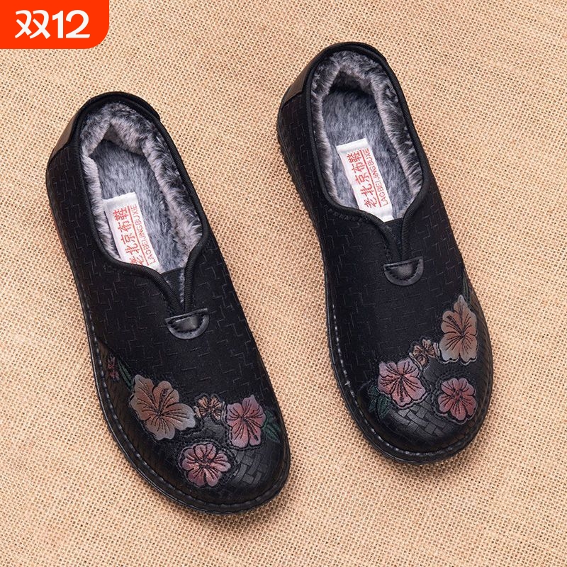 2025老北京棉鞋中老年鞋外出加厚一脚蹬手工老北京民族风高档超软