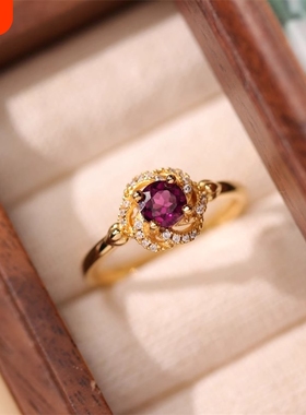 法式中古vintage宫廷风玫瑰星云戒指女时尚轻奢镶嵌锆石高级手饰