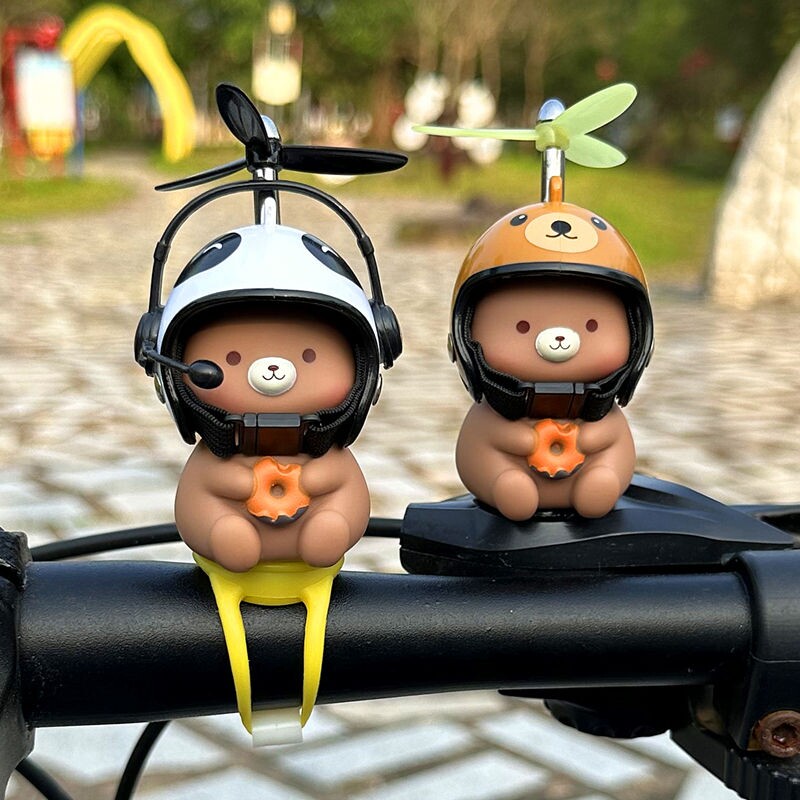 可爱小熊电动车装饰品挂件车载摆件自行机车小黄鸭头盔摩托车配件