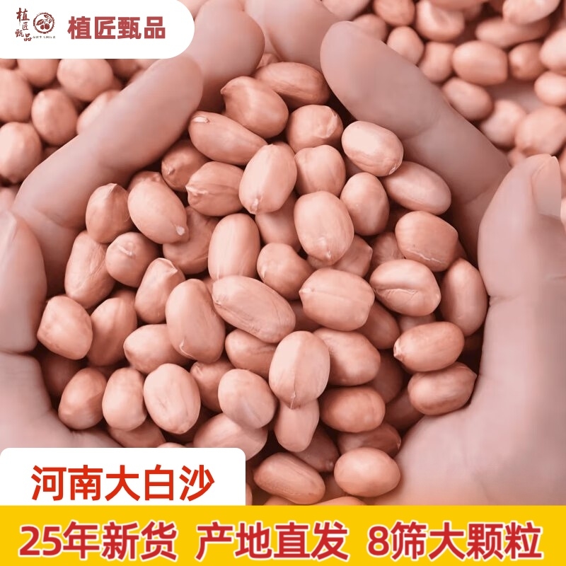 河南大白沙新货2025年不带壳原味生花生米大粒精选