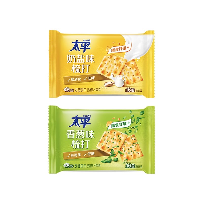太平苏打饼干400g低糖早餐饼干易消化16包*2袋/4袋