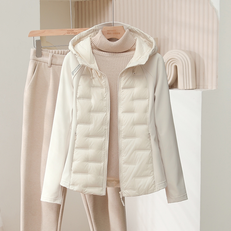 2025轻薄羽绒服女秋冬款白鹅绒90修身小个子内搭薄款白色内胆黑色