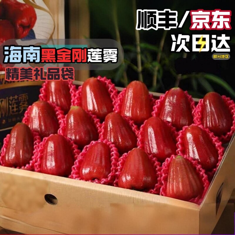 顺丰京东海南三亚黑金刚莲雾精品大果脆甜多汁新鲜包邮连雾礼盒装