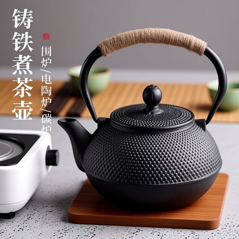 铁壶室内泡茶壶户外围炉煮茶烧水铸铁壶电陶炉焖茶具水壶套装生铁