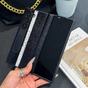 适用三星zfold6铰链全包fold5手机壳W24折叠屏保护套zfold4防摔立体鳄鱼爪w25手机套珍珠鱼眼高级感新款