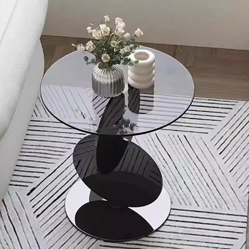 b北欧意式轻奢现代客厅家用设计茶几网红创意高级钢化玻璃边桌角