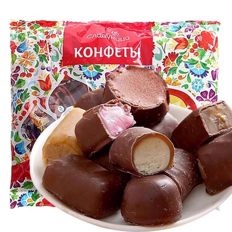 俄罗斯进口巧克力混合糖果休闲零食品结婚喜糖年货圣诞喜糖礼袋装