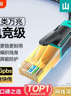 山泽网线电脑家用八类万兆千cat6七类7超六8宽带连接电竞网络高速