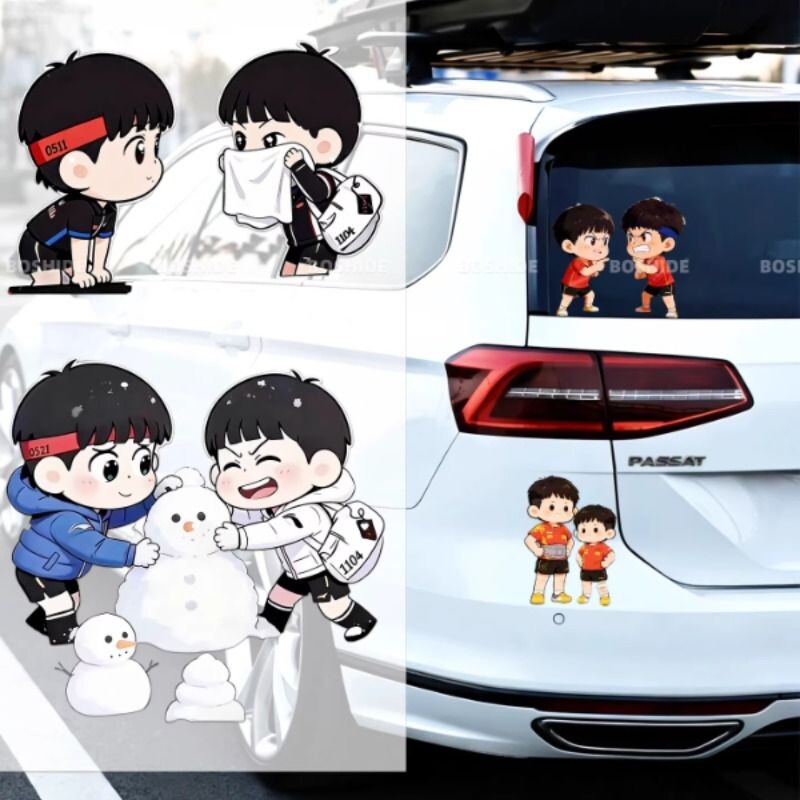 莎头组合车贴国乒乓球周边汽车个性创意摩托电动车划痕遮挡装饰贴