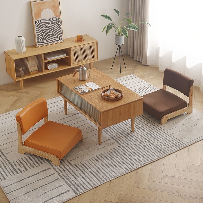 和室椅日式靠背椅扶手实木飘窗垫床上矮凳座椅阳台休闲榻榻米椅子