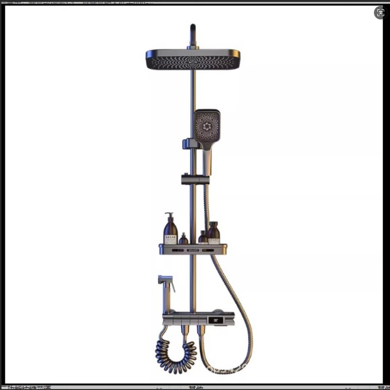增压数显家用恒温洗澡喷头全套花洒套装卫生间金三月