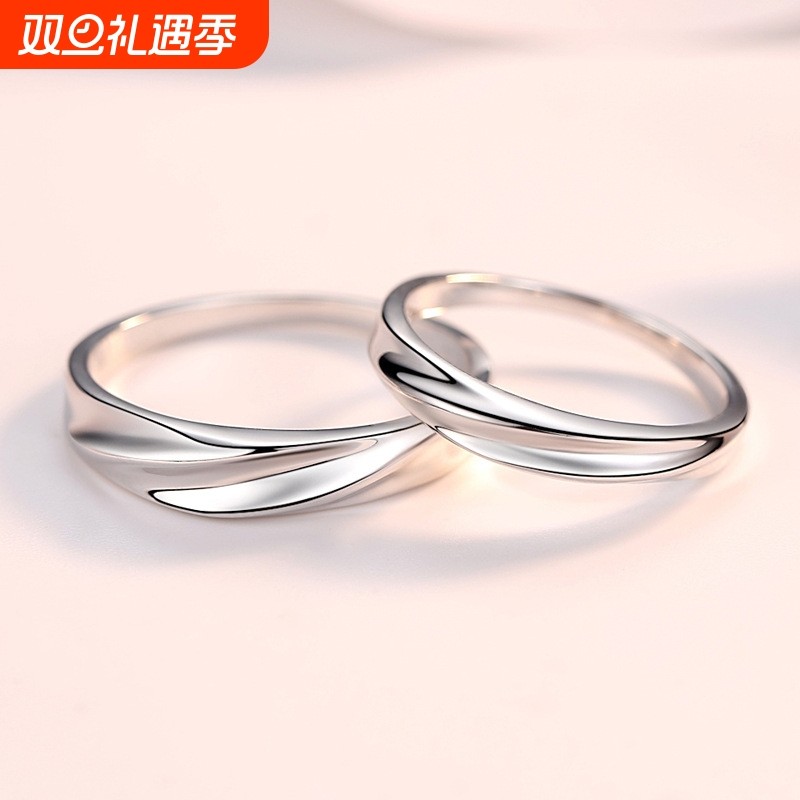 925纯银戒指 韩国韩版时尚交织的爱 情侣指环对戒银饰品 厂家批