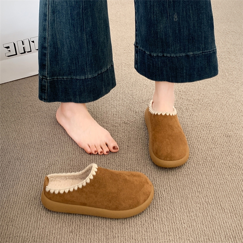 厚底毛毛勃肯鞋女半拖秋冬外穿2025新款爆款一脚蹬懒人鞋加绒毛绒