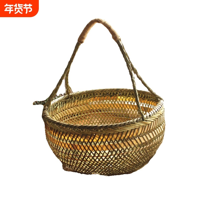 圆竹篮竹编子手提鸡蛋包装篮收纳篮筐蔬菜框购物篮水果篮小菜篮,收纳整理,购物篮,淘宝优惠券,粉丝福利购,淘宝优惠卷