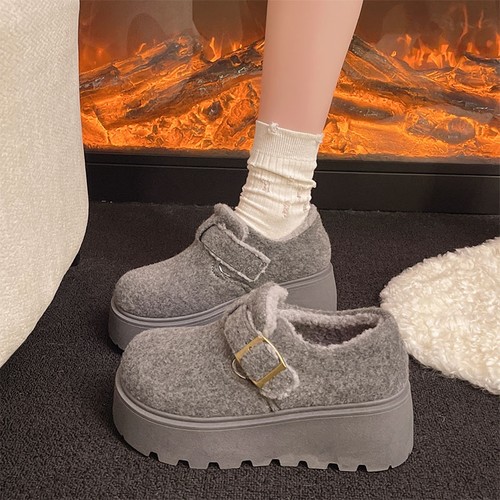 厚底增高一脚蹬勃肯鞋子女冬季加绒保暖全包2025新款爆款棉鞋外穿