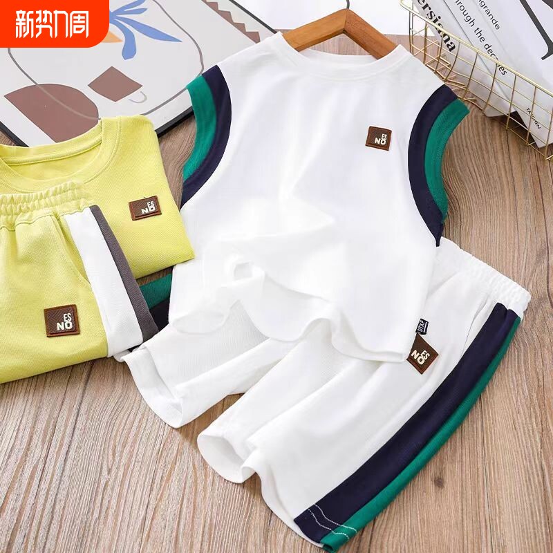 男童套装夏款新款儿童中大童男孩韩版休闲背心运动服两件套A265
