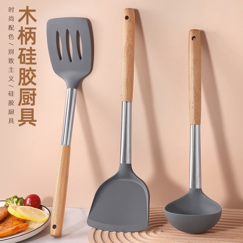 硅胶铲不粘锅专用锅铲套装家用耐高温炒勺汤勺炒菜铲子木勺子厨具