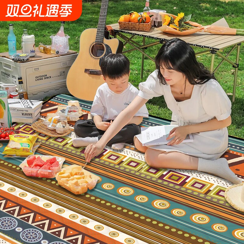 野餐垫户外加厚防水露营铝膜材质野餐垫防潮垫沙滩垫ins批发
