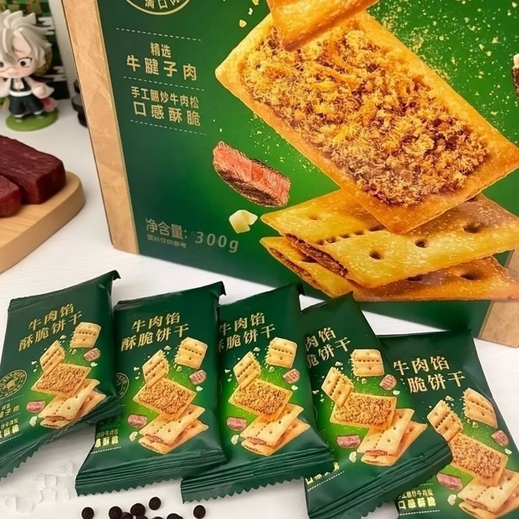 同款牛肉馅酥脆饼牛肉松夹香酥脆饼干解馋小零食品牛肉味整箱好吃
