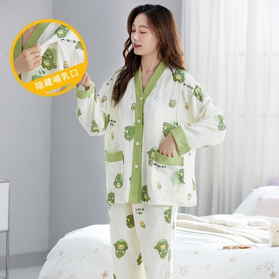 秋冬孕妇开衫女长袖纱布月子服