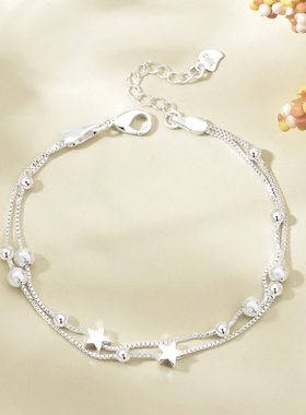 星星纯银手链女小众设计学生韩版简约个性森系闺蜜情人节生日礼物