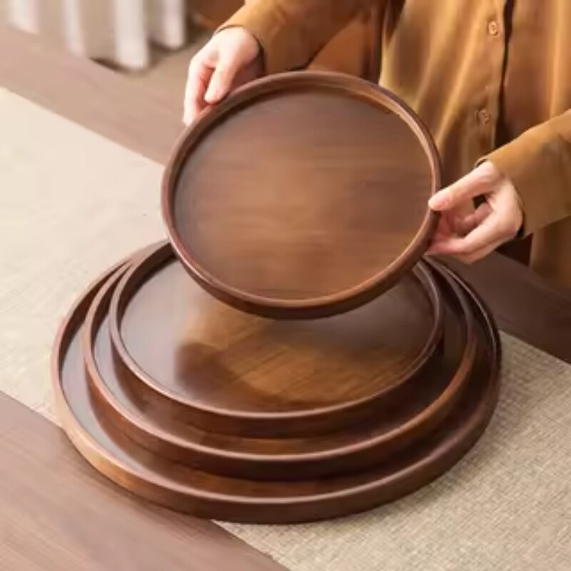 简约餐厅酒店点心盘多功能家用收纳盘水果蛋糕零食餐盘竹木茶盘