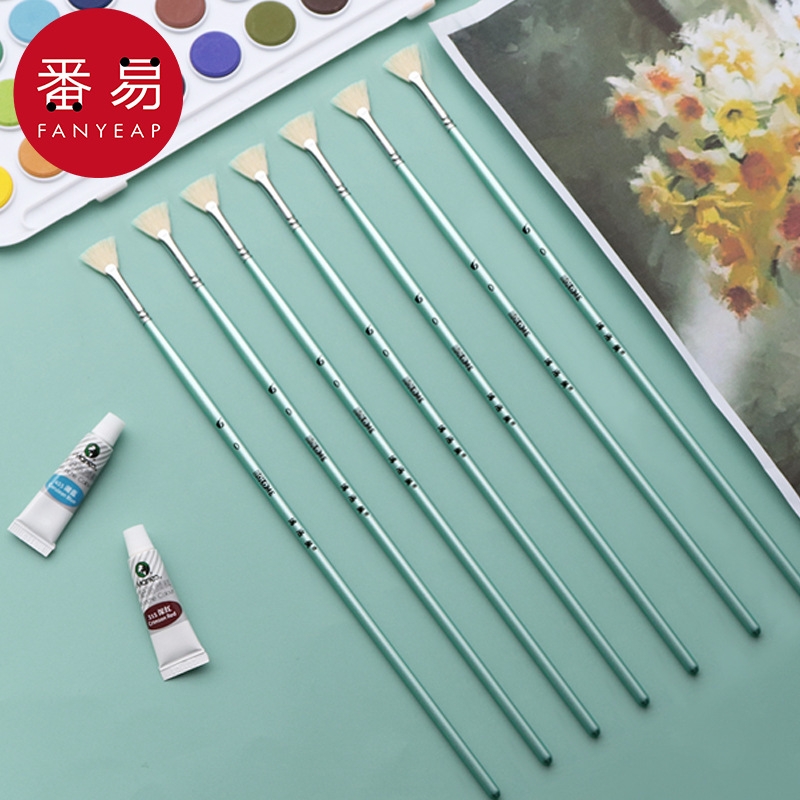 水粉笔BA1sl001-美术生丙烯颜料刷油画画笔猪鬃扇形绘画水彩笔长