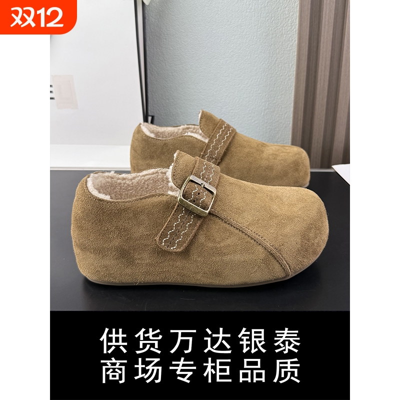 2025新款真皮厚底增高勃肯鞋女百搭运动鞋ins潮小个子加绒款磨砂