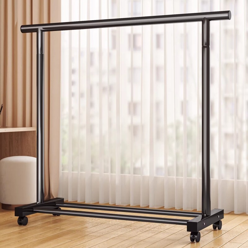 简易晾衣架室内阳台家用落地可移动衣杆架卧室挂衣架多功能衣帽架